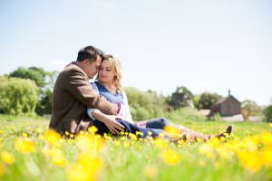 Outdoor engagement photoshoot near Sopley Church in Hampshire