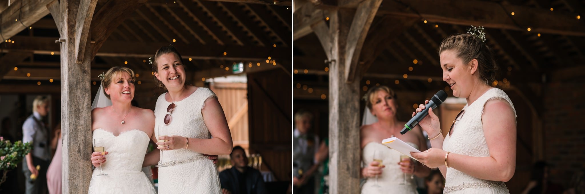 Outdoor speeches at Three Choirs Vineyard wedding in Hampshire