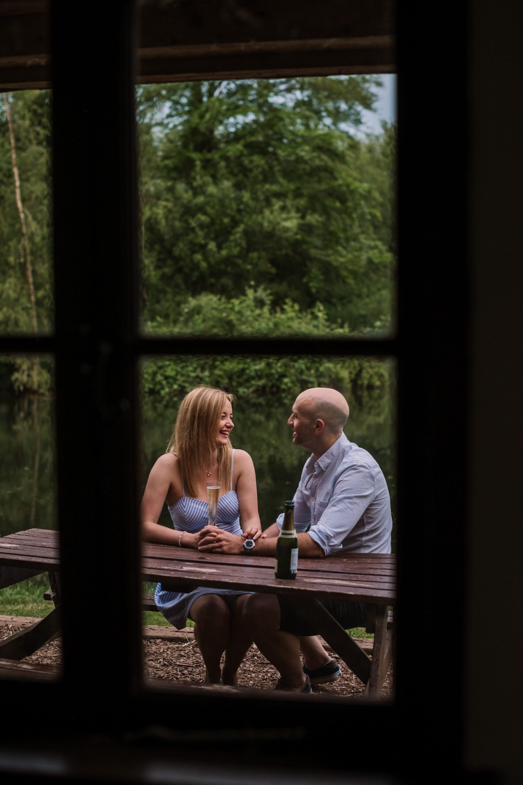 Fishing lake engagement shoot