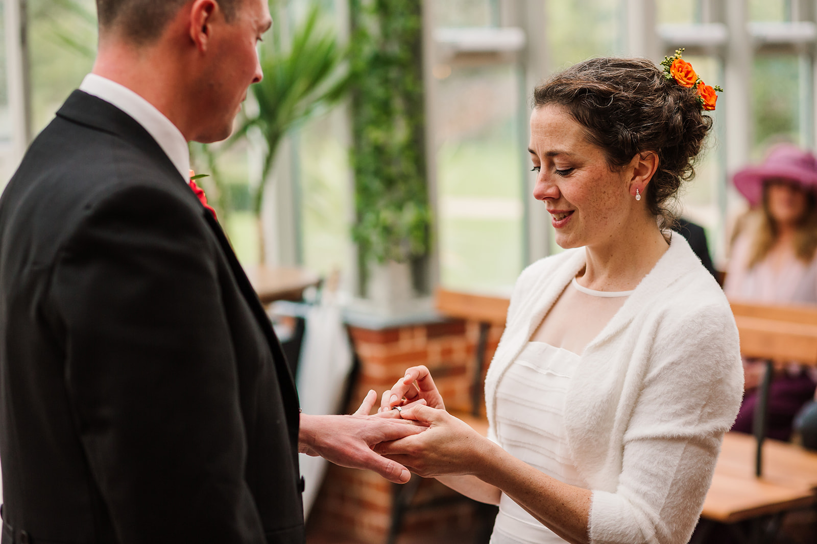 Exchanging rings at Syrencot wedding