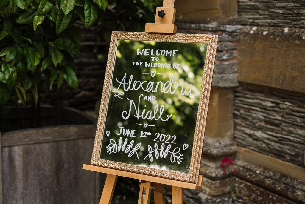 DIY Wedding Sign at Hestercombe Wedding