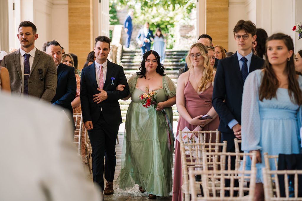 Green bridesmaid at Hestercombe Wedding