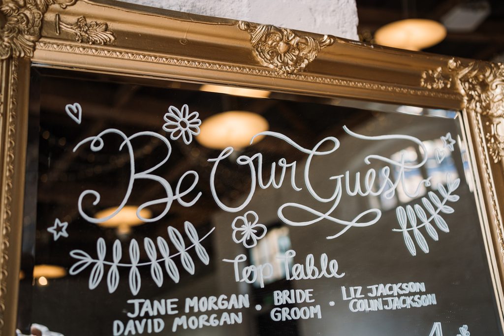 DIY Table plan at Somerset Wedding