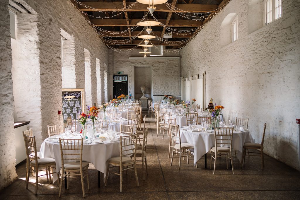 Wedding breakfast set up at Hestercombe