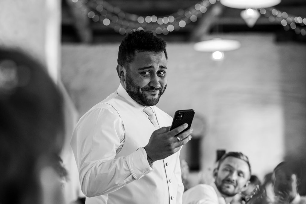 Photo of emotional groom at Hestercombe Wedding
