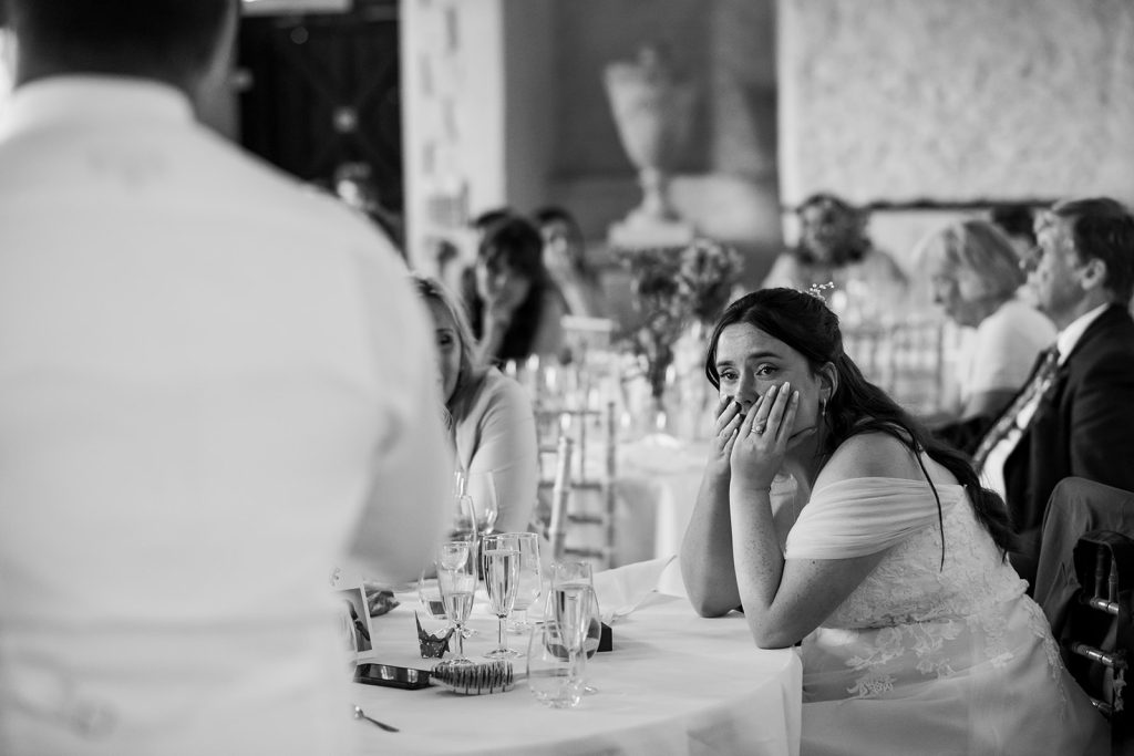 Emotional bride at Hestercombe Wedding